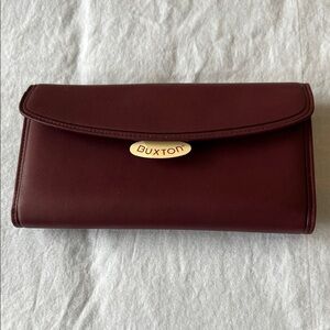 Buxton Maroon Leather Clutch Wallet
